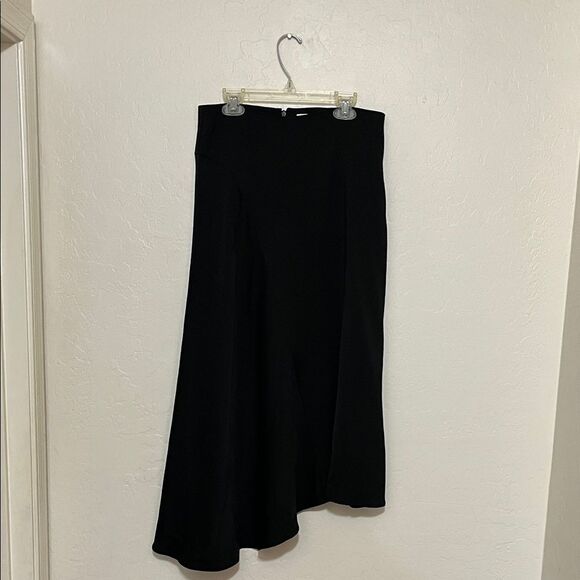 Vince Asymmetrical Black Lagenlook Minimalist Midi Skirt Modern Office Work - Picture 4 of 11